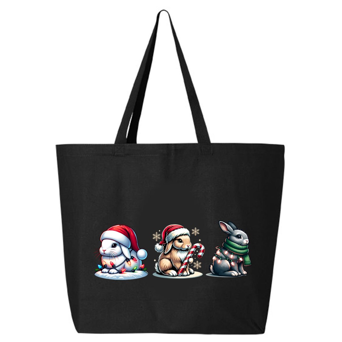 Cute Rabbit Christmas Lighting Santa Rabbit Christmas Gift 25L Jumbo Tote
