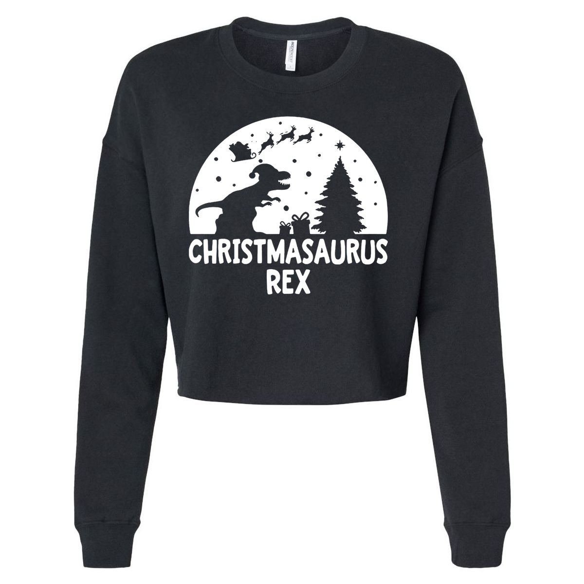 Christmasaurus Rex Cropped Pullover Crew