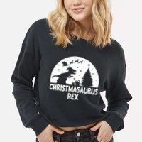 Christmasaurus Rex Cropped Pullover Crew