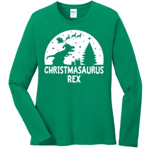 Christmasaurus Rex Ladies Long Sleeve Shirt