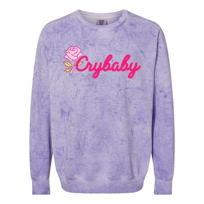 Crybaby Rose Cry Baby Kawaii Hipster Soft Girl Slogan Colorblast Crewneck Sweatshirt