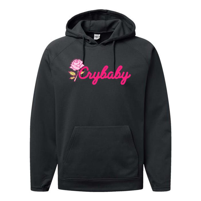 Crybaby Rose Cry Baby Kawaii Hipster Soft Girl Slogan Performance Fleece Hoodie