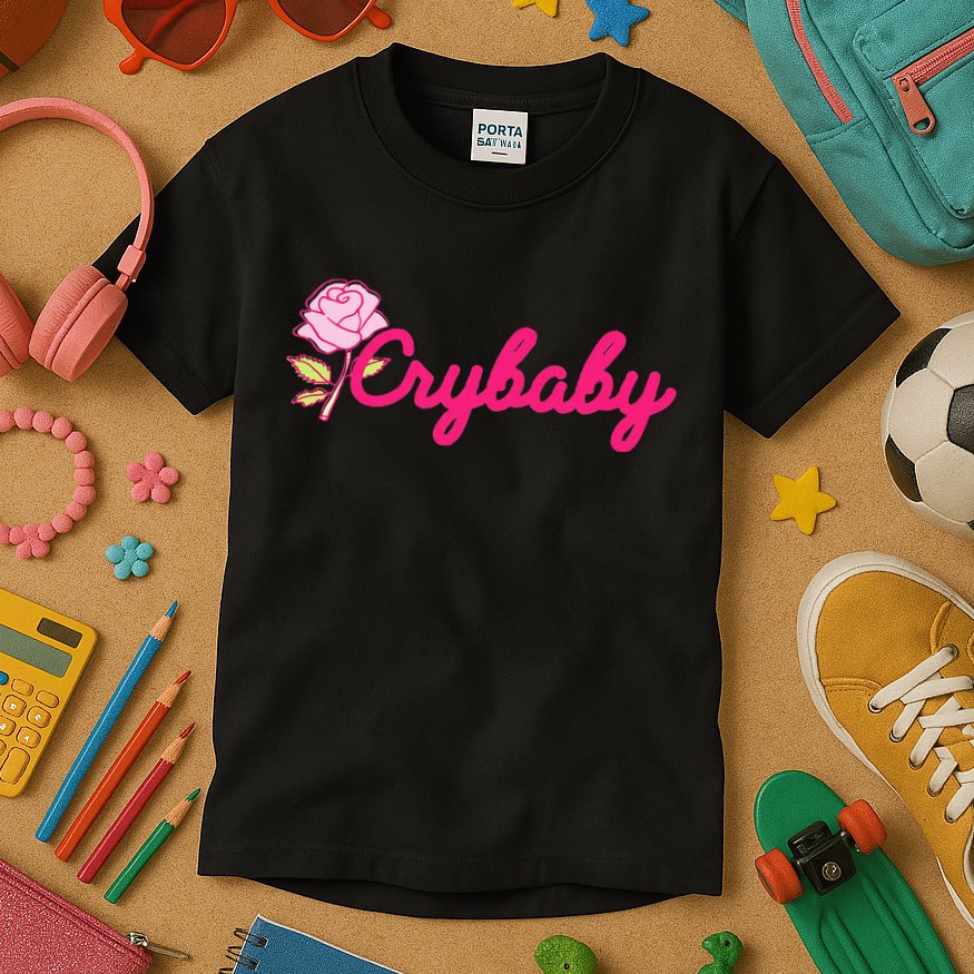 Crybaby Rose Cry Baby Kawaii Hipster Soft Girl Slogan Kids T-Shirt