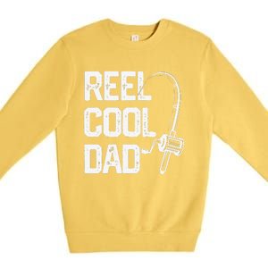 Cute Reel Cool Dad Fishing Daddy Fathers Day Gift Premium Crewneck Sweatshirt