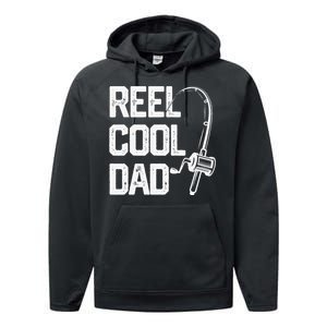 Cute Reel Cool Dad Fishing Daddy Fathers Day Gift Performance Fleece Hoodie