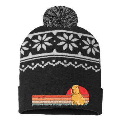 Capybara Retro Capybara Vintage USA-Made Snowflake Beanie