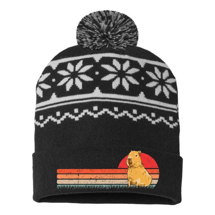 Capybara Retro Capybara Vintage USA-Made Snowflake Beanie