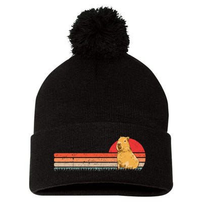 Capybara Retro Capybara Vintage Pom Pom 12in Knit Beanie