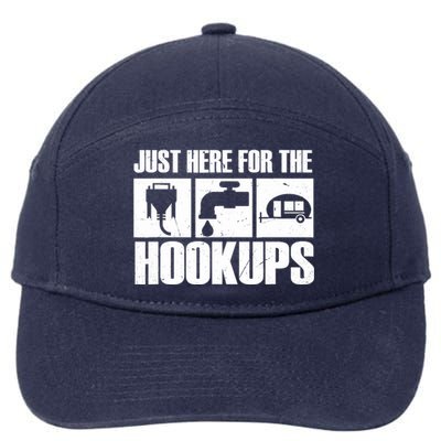 Camping Rv Caravan Motorhome Just Here For The Hookups 7-Panel Snapback Hat