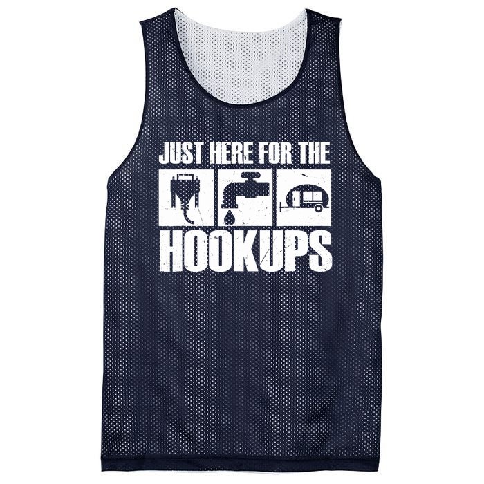 Camping Rv Caravan Motorhome Just Here For The Hookups Mesh Reversible Basketball Jersey Tank