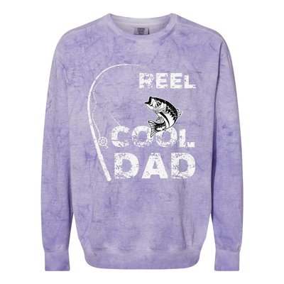 Cute Reel Cool Dad Fishing Daddy Fathers Day Funny Colorblast Crewneck Sweatshirt