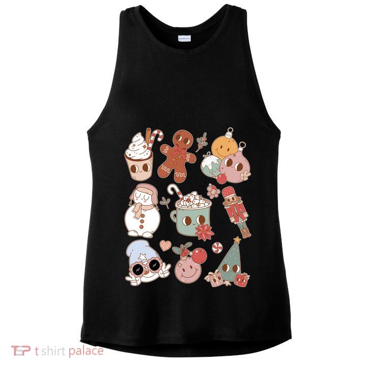 Cute Retro Cartoon Christmas Characters Ladies PosiCharge Tri-Blend Wicking Tank