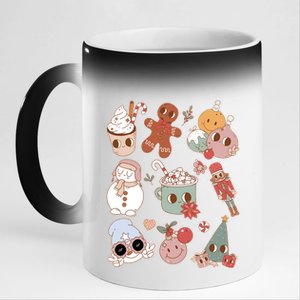 Cute Retro Cartoon Christmas Characters 11oz Black Color Changing Mug