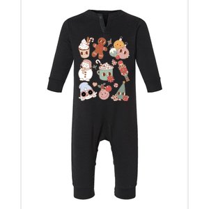 Cute Retro Cartoon Christmas Characters Infant Fleece One Piece