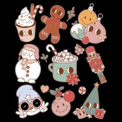 Cute Retro Cartoon Christmas Characters T-Shirt