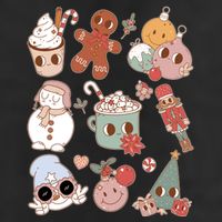 Cute Retro Cartoon Christmas Characters 15oz Campfire Ceramic Mug