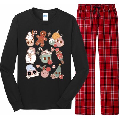 Cute Retro Cartoon Christmas Characters Long Sleeve Pajama Set