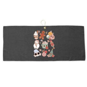 Cute Retro Cartoon Christmas Characters Large Microfiber Waffle Golf Towel