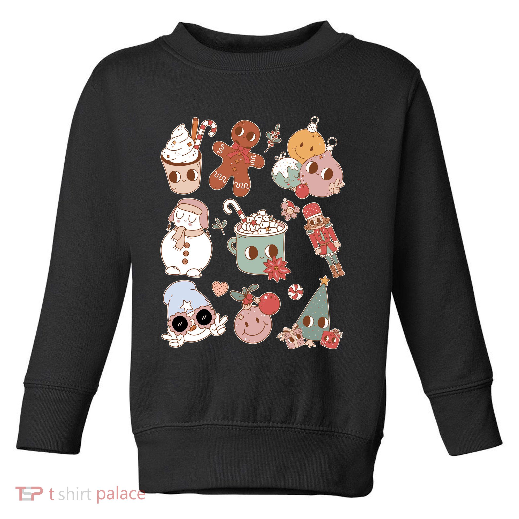 Cute Retro Cartoon Christmas Characters Toddler Sweatshirt