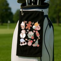 Cute Retro Cartoon Christmas Characters Golf Towel