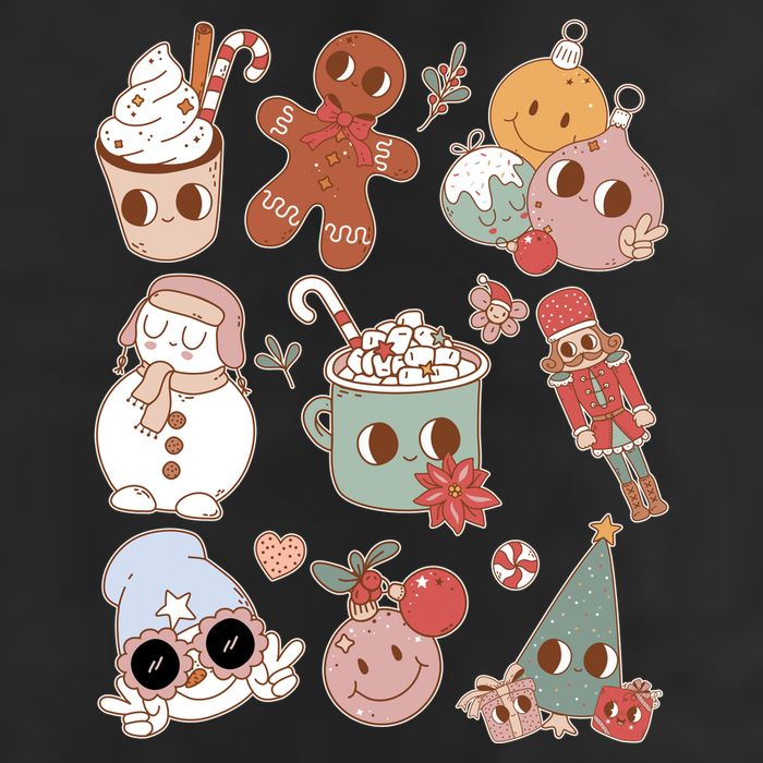 Cute Retro Cartoon Christmas Characters Golf Towel