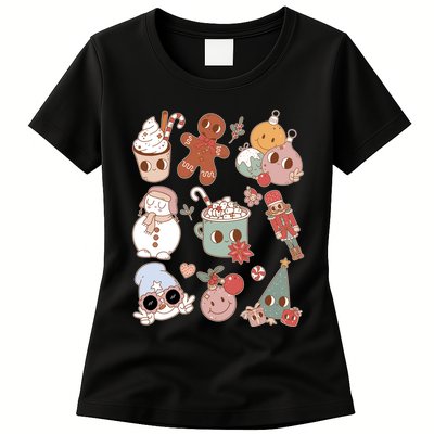 Cute Retro Cartoon Christmas Characters Womens T-Shirt
