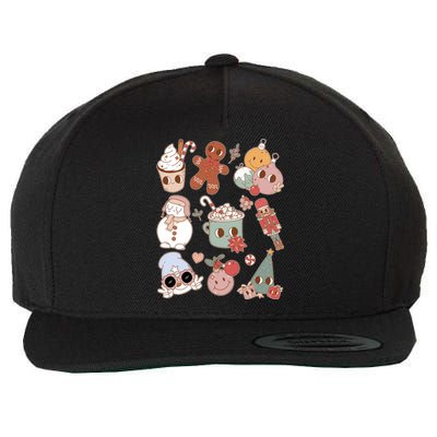 Cute Retro Cartoon Christmas Characters Wool Snapback Cap