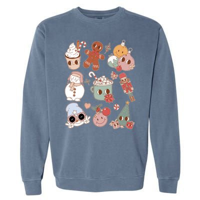 Cute Retro Cartoon Christmas Characters Garment-Dyed Sweatshirt