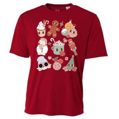 Cute Retro Cartoon Christmas Characters Cooling Performance Crew T-Shirt