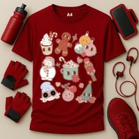 Cute Retro Cartoon Christmas Characters Cooling Performance Crew T-Shirt