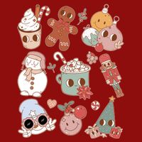 Cute Retro Cartoon Christmas Characters Long Sleeve Shirt