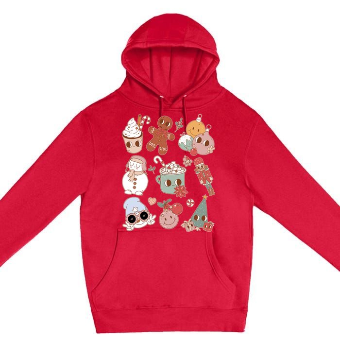 Cute Retro Cartoon Christmas Characters Premium Pullover Hoodie