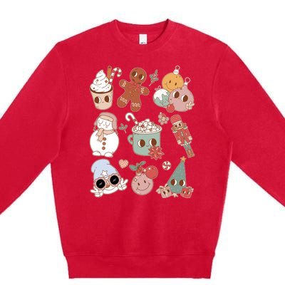 Cute Retro Cartoon Christmas Characters Premium Crewneck Sweatshirt