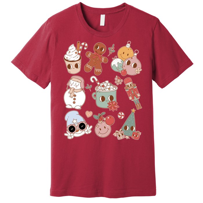 Cute Retro Cartoon Christmas Characters Premium T-Shirt