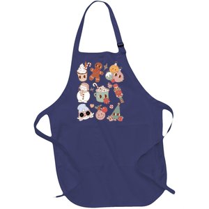 Cute Retro Cartoon Christmas Characters Full-Length Apron With Pockets