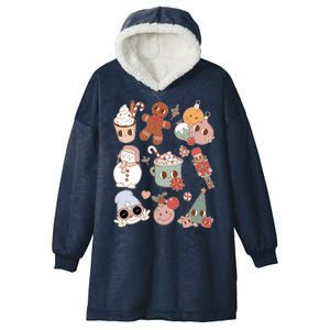 Cute Retro Cartoon Christmas Characters Hooded Wearable Blanket