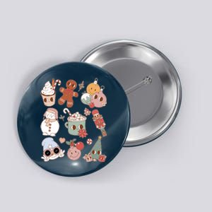 Cute Retro Cartoon Christmas Characters Button