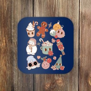 Cute Retro Cartoon Christmas Characters Coaster