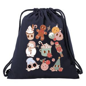 Cute Retro Cartoon Christmas Characters Drawstring Bag