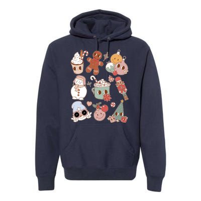 Cute Retro Cartoon Christmas Characters Premium Hoodie