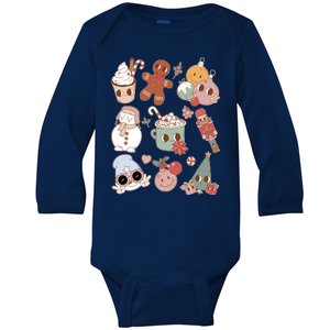 Cute Retro Cartoon Christmas Characters Baby Long Sleeve Bodysuit