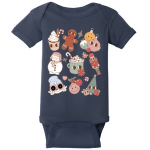 Cute Retro Cartoon Christmas Characters Baby Bodysuit