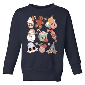 Cute Retro Cartoon Christmas Characters Toddler Sweatshirt