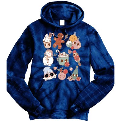 Cute Retro Cartoon Christmas Characters Tie Dye Hoodie