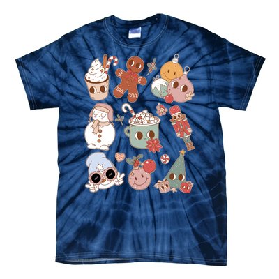 Cute Retro Cartoon Christmas Characters Tie-Dye T-Shirt