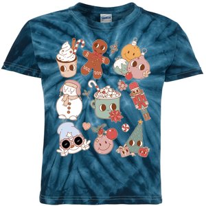 Cute Retro Cartoon Christmas Characters Kids Tie-Dye T-Shirt