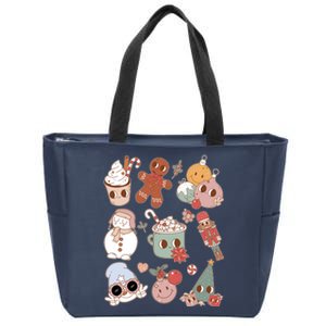 Cute Retro Cartoon Christmas Characters Zip Tote Bag