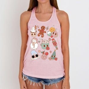 Cute Retro Cartoon Christmas Characters Women's Knotted Racerback Tank