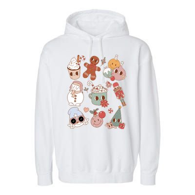 Cute Retro Cartoon Christmas Characters Garment-Dyed Fleece Hoodie