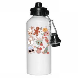 Cute Retro Cartoon Christmas Characters Aluminum Water Bottle